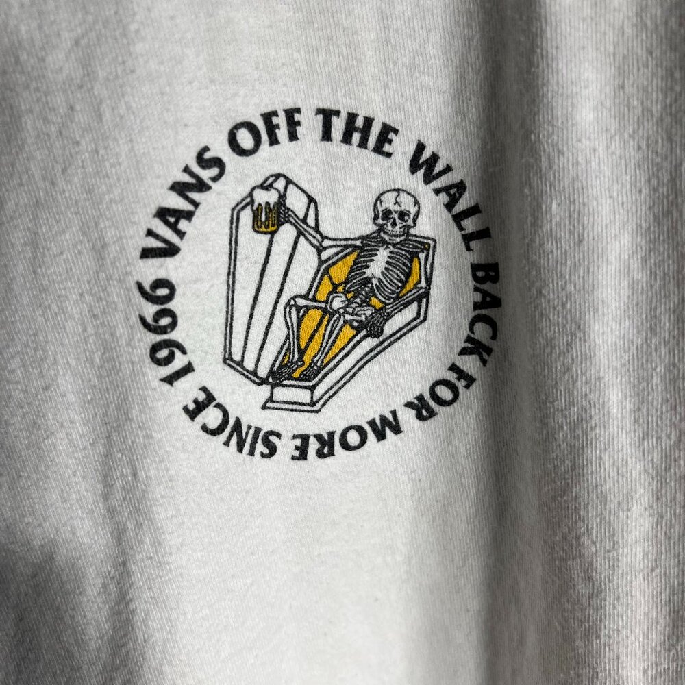 VANS "Off the Wall" White Adult Tee T-Shirt Front and Back Graphics SZ Large